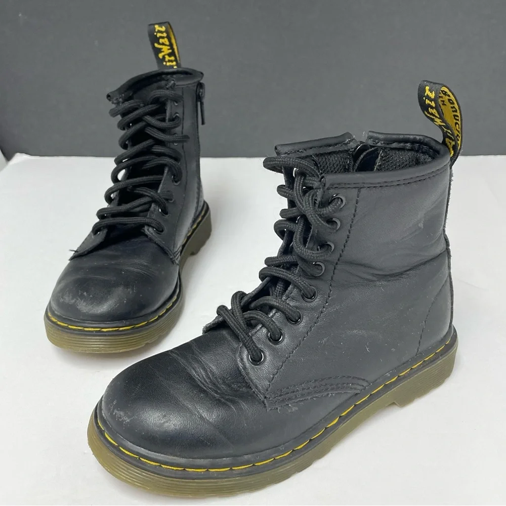 Dr.Martens Boys Boots Size US 11 Black Lace Up‎ Bouncing Soles Side Zip Winter